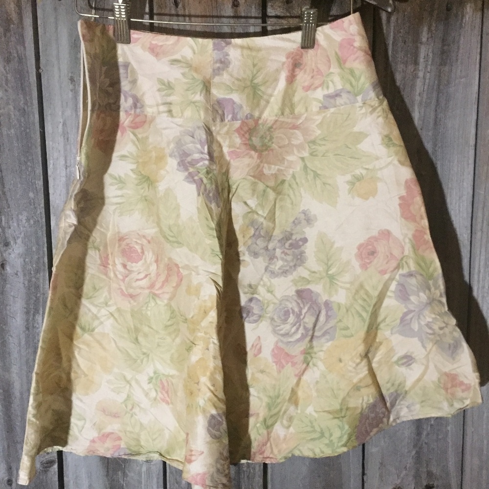 You & Me 100% Silk Floral A-Line Swing Skirt